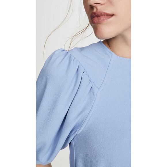 Ganni Crepe Balloon Sleeve Top in Forever Blue, Size 10 - Picture 13 of 13